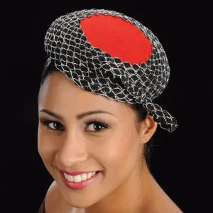 AC7023-Red top felt fascinator  with sequins trim and small bow