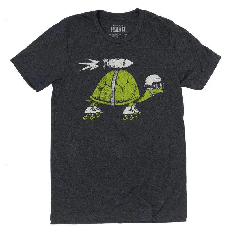 Adult Crew Neck - Rocket Turtle Charcoal Gray Tee (XS - 2XL) by Factory 43