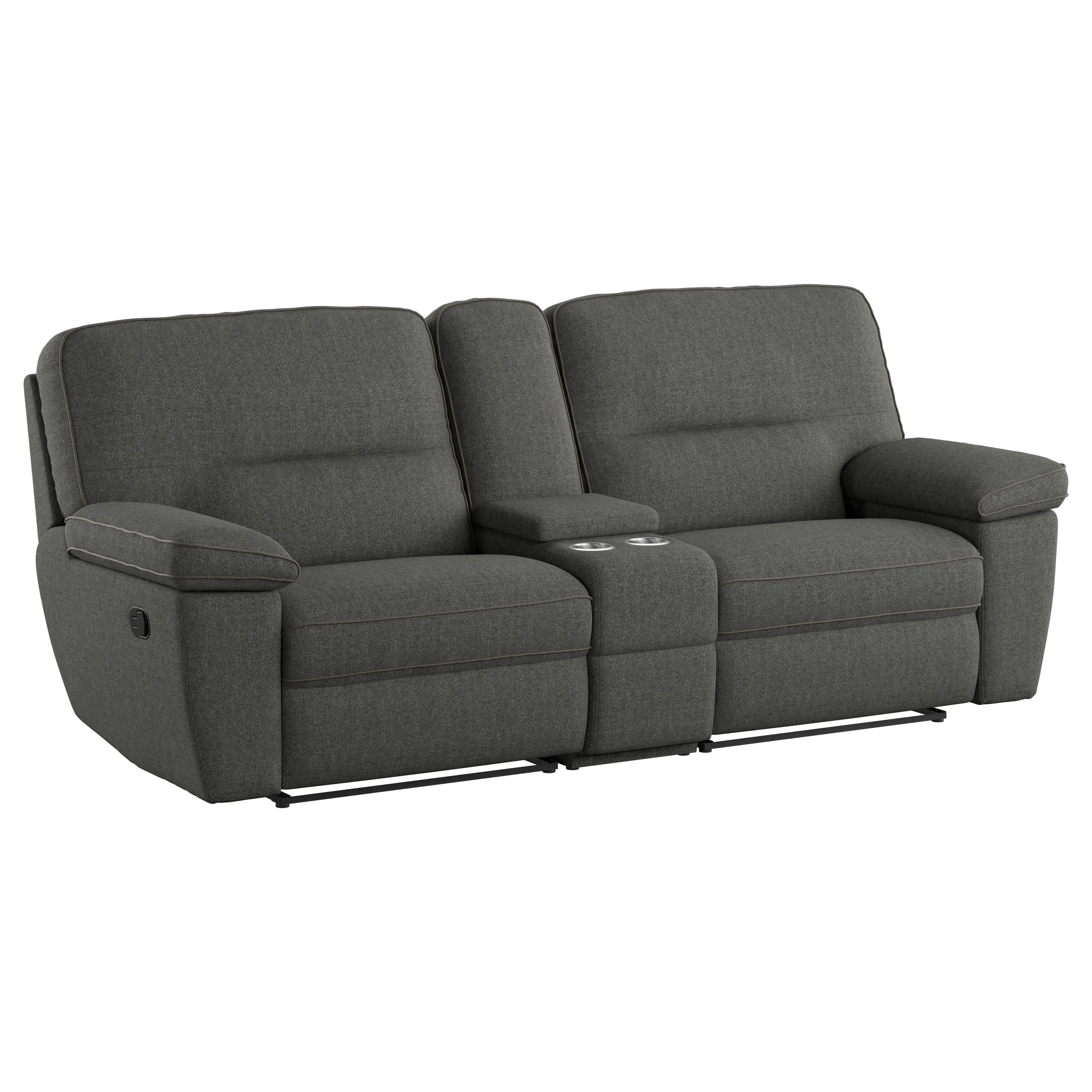 Alberta - 3 Piece Reclining Console Loveseat - Charcoal Gray