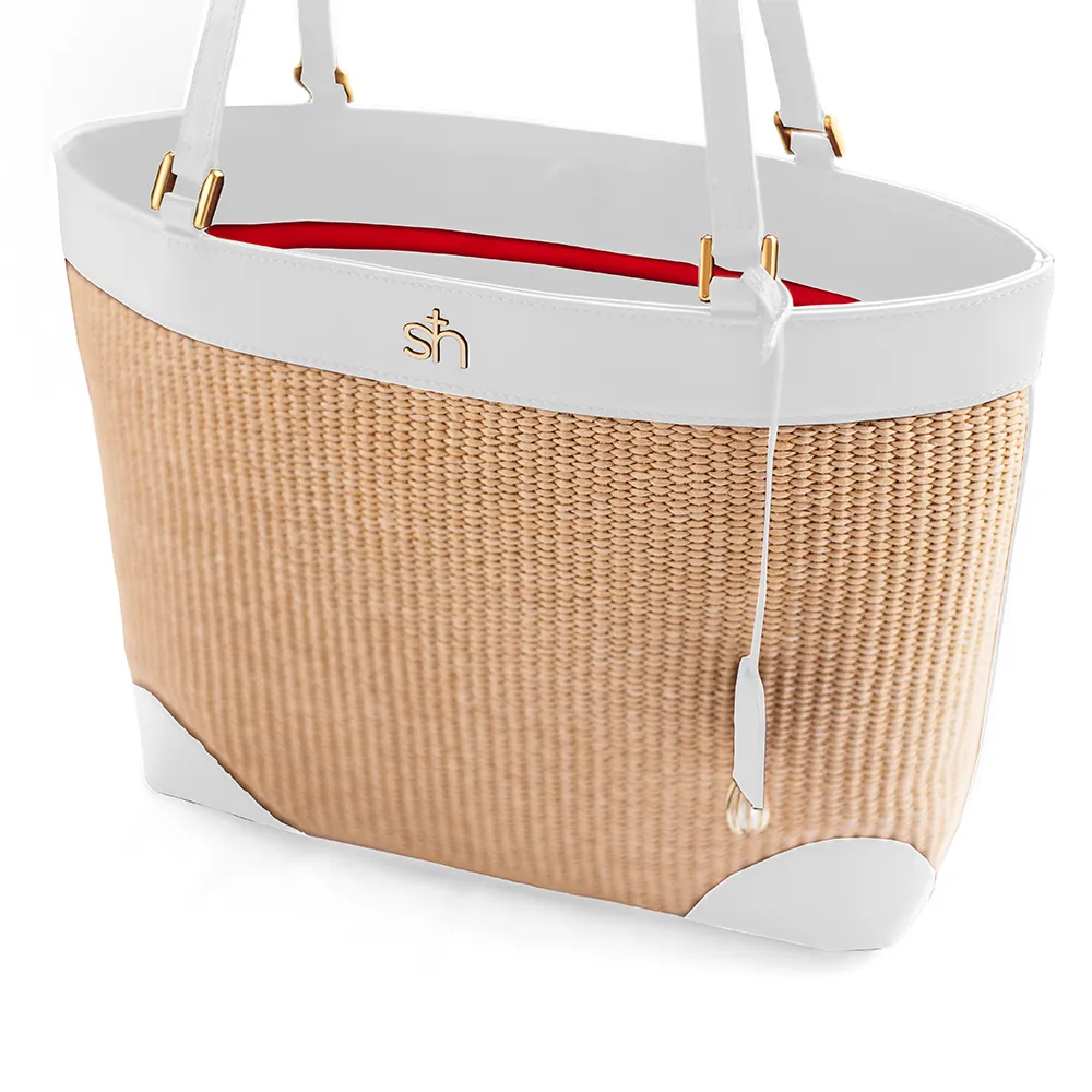 Amalfi Straw Tote - White