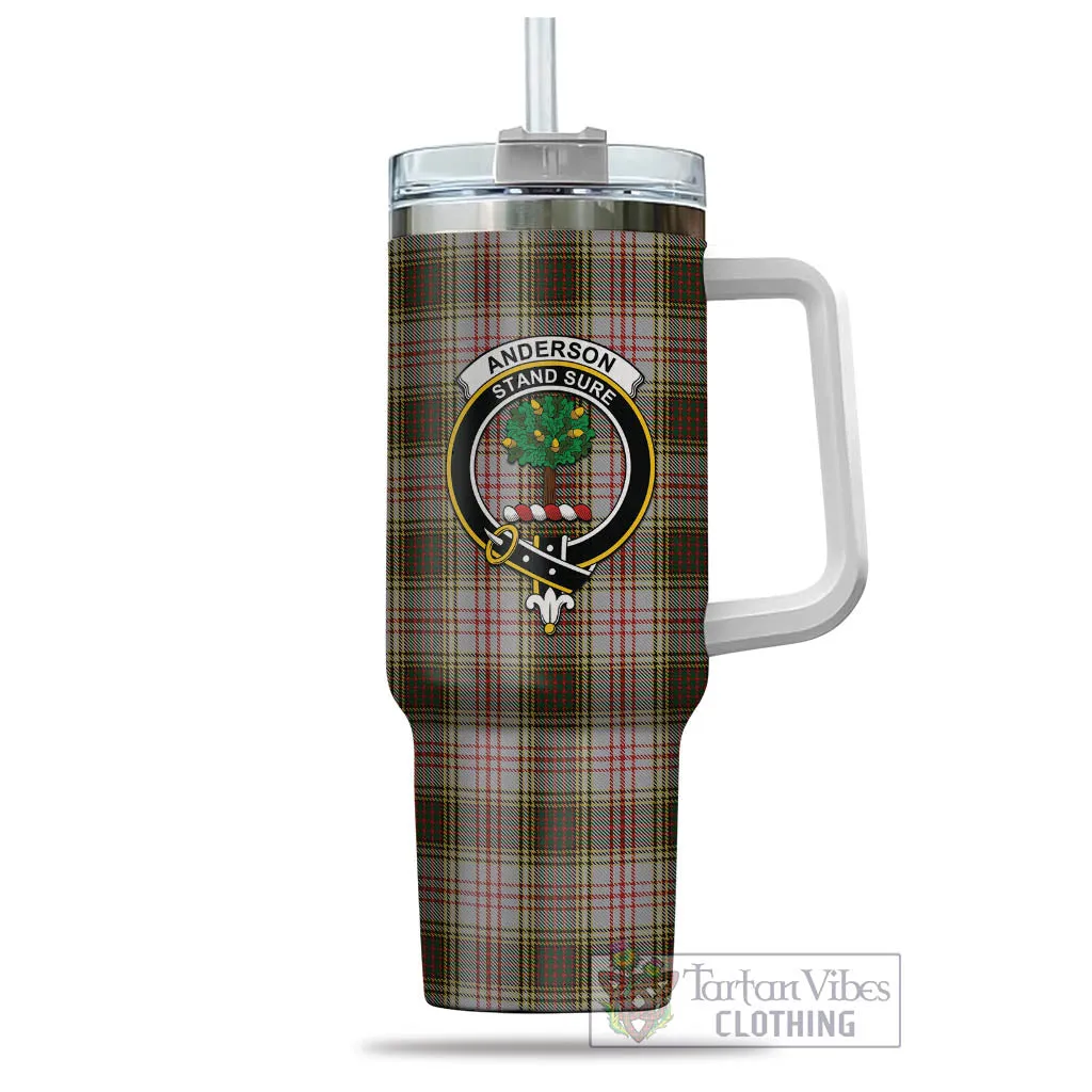 Anderson Dress Tartan and Family Crest Tumbler with Handle