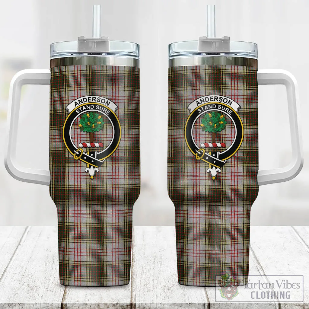 Anderson Dress Tartan and Family Crest Tumbler with Handle