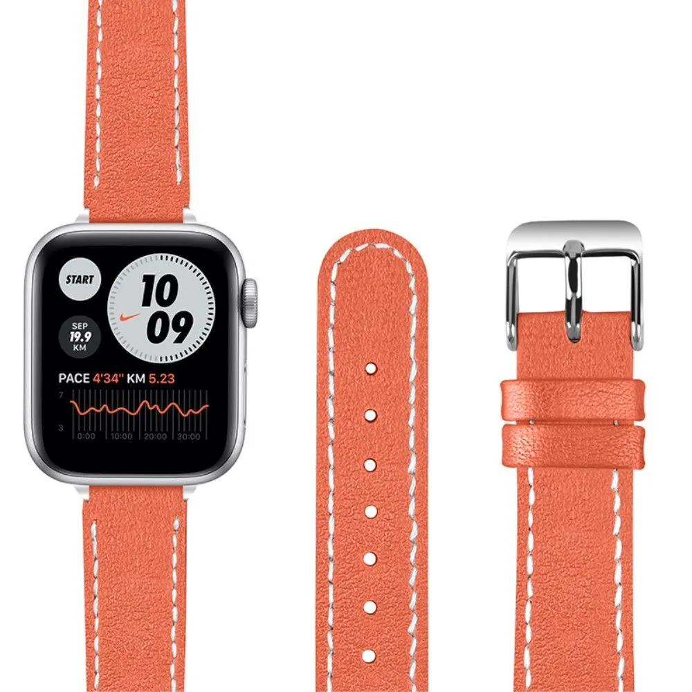 Apple Watch (45mm) elegant genuine leather watch strap - Orange