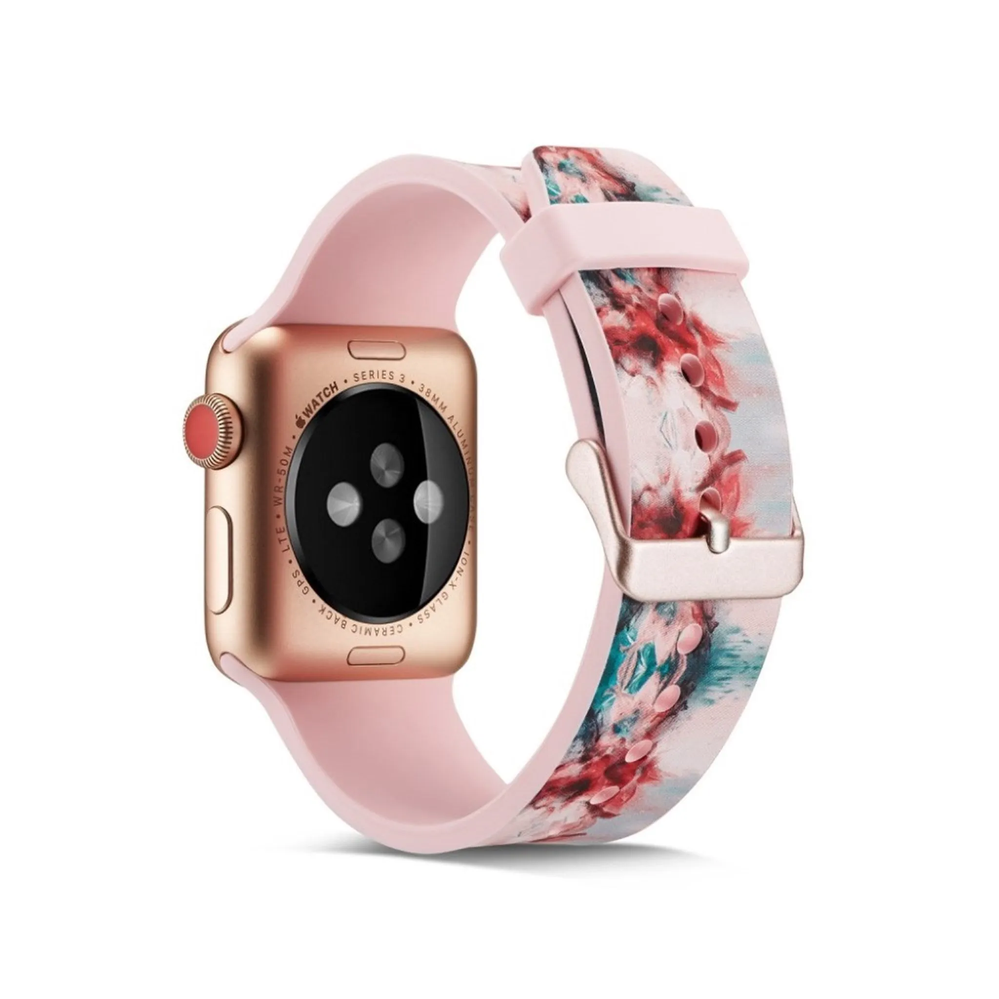 Apple Watch Series 5 44mm camouflage silicone watch band - Rose and Blue Pattern