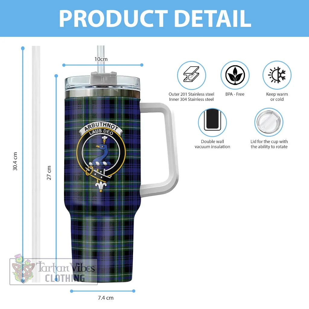 Arbuthnot Modern Tartan and Family Crest Tumbler with Handle