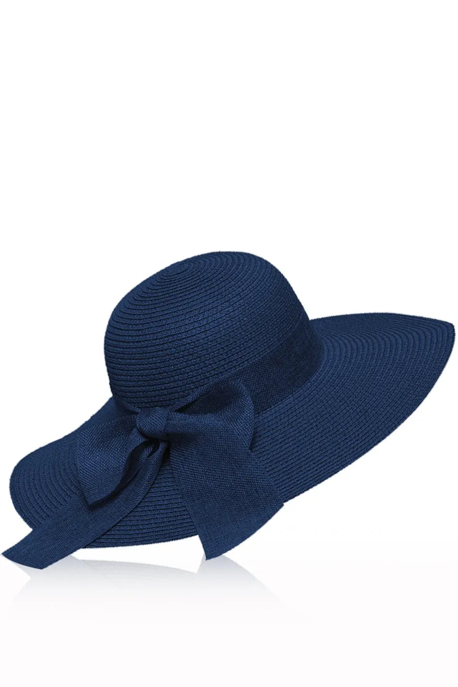 Arleen Blue Flat Hat with Ribbon