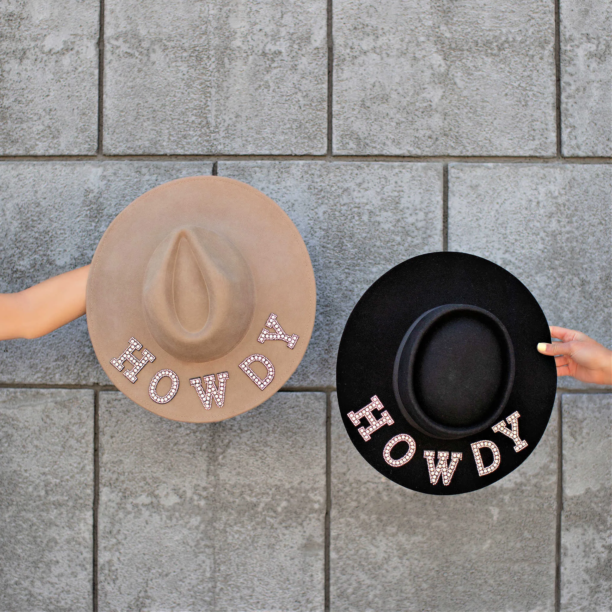 AS SEEN ON WHITNEY RIFE & GB ORIGINAL!! "Howdy" Wool Hat in Black in 2 Styles