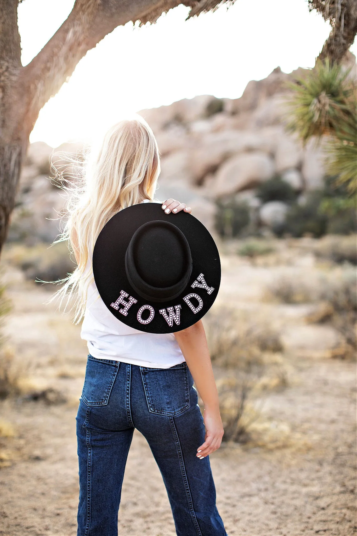 AS SEEN ON WHITNEY RIFE & GB ORIGINAL!! "Howdy" Wool Hat in Black in 2 Styles