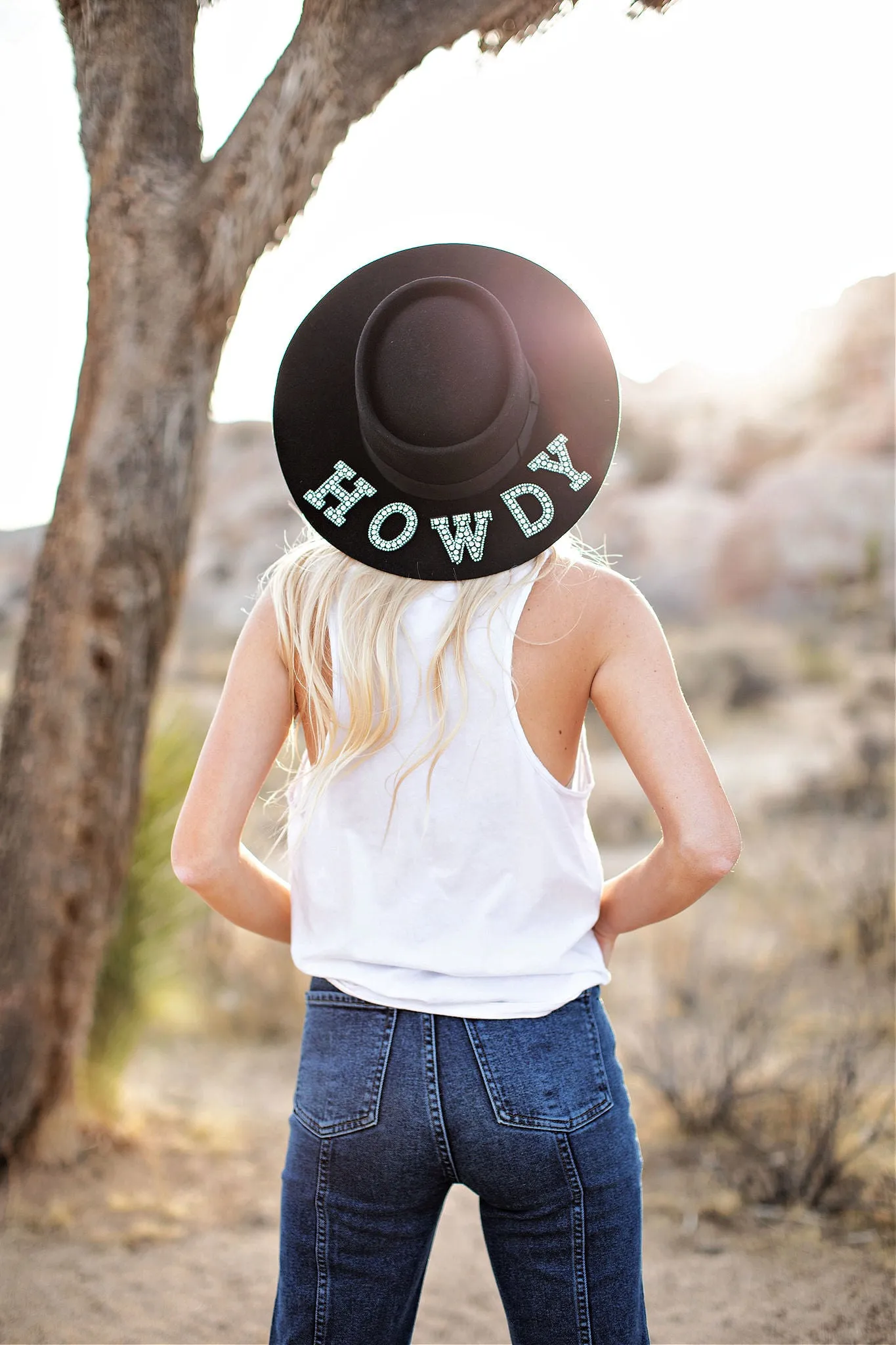 AS SEEN ON WHITNEY RIFE & GB ORIGINAL!! "Howdy" Wool Hat in Black in 2 Styles