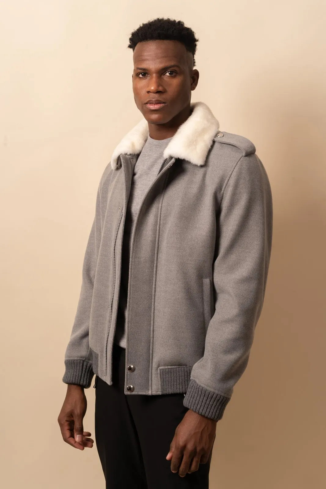 Ashen Luxe Aviator Jacket