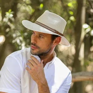 Austral Beige Panama Straw Hat - The Tommy with Leather Band