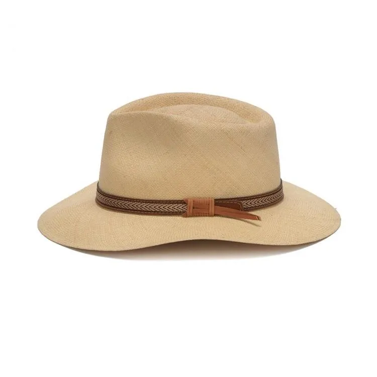 Austral Beige Panama Straw Hat - The Tommy with Leather Band