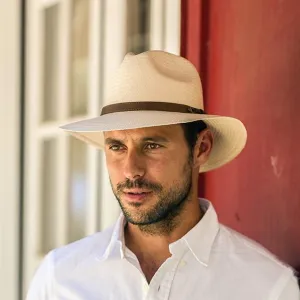 Austral Beige Straw Panama Hat - The Cody With Leather Band