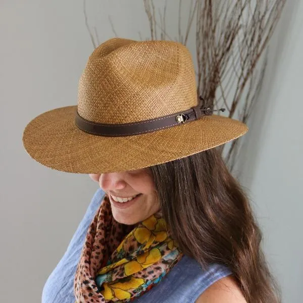 Austral Brown Panama Straw Hat - The Julian With Leather Band