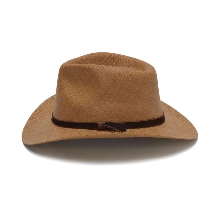 Austral Brown Straw Panama Hat - The Dylan With Leather Band