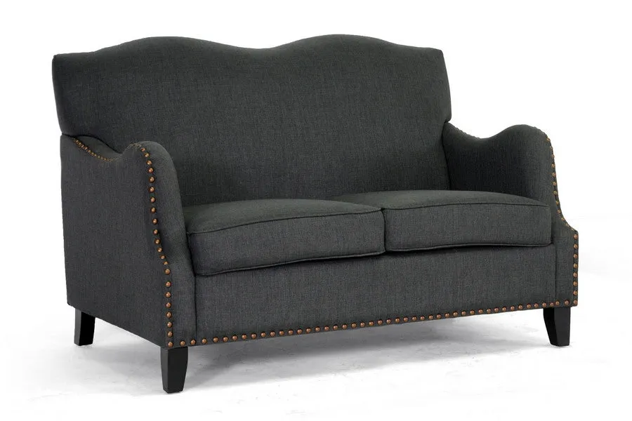 Baxton Studio Penzance Dark Gray Linen Loveseat