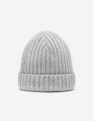 Bhode Rib Beanie Hat (Lambswool) - Light Grey