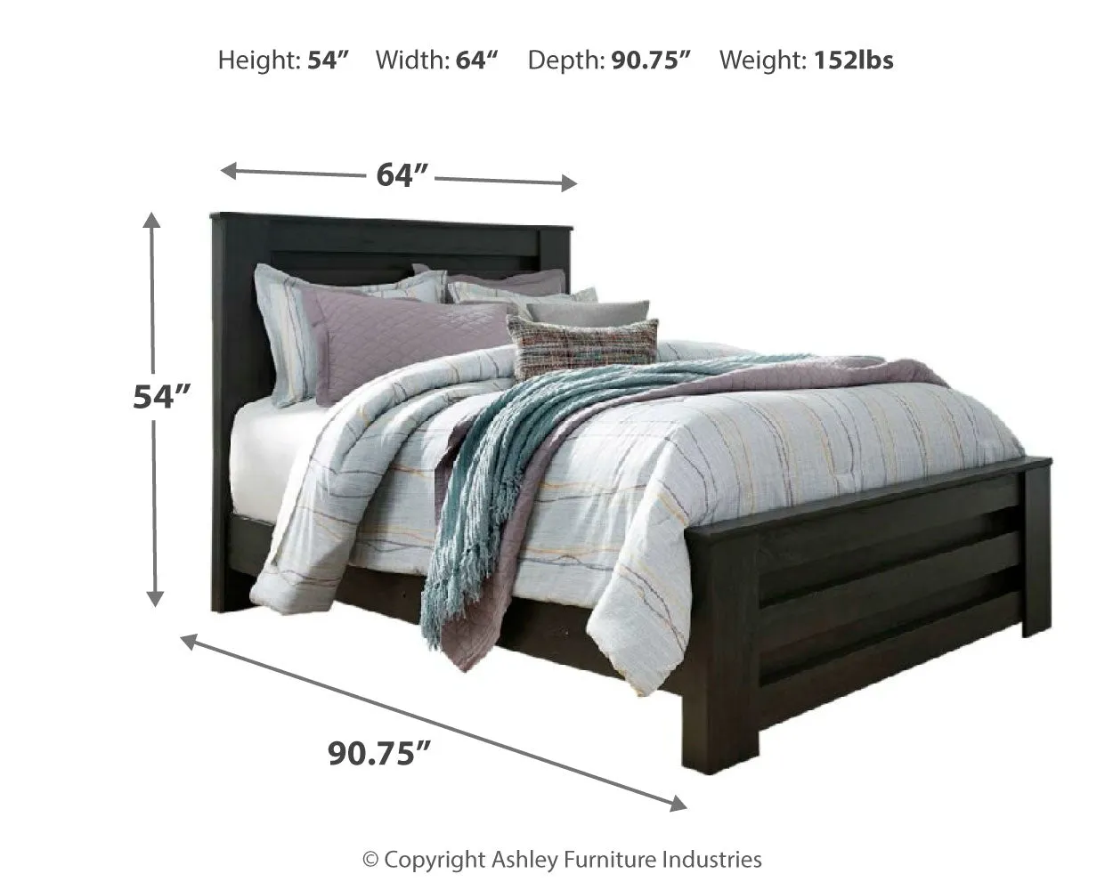 Brinxton King/California King Panel Headboard Bed with Mirrored Dresser, Chest and Nightstand