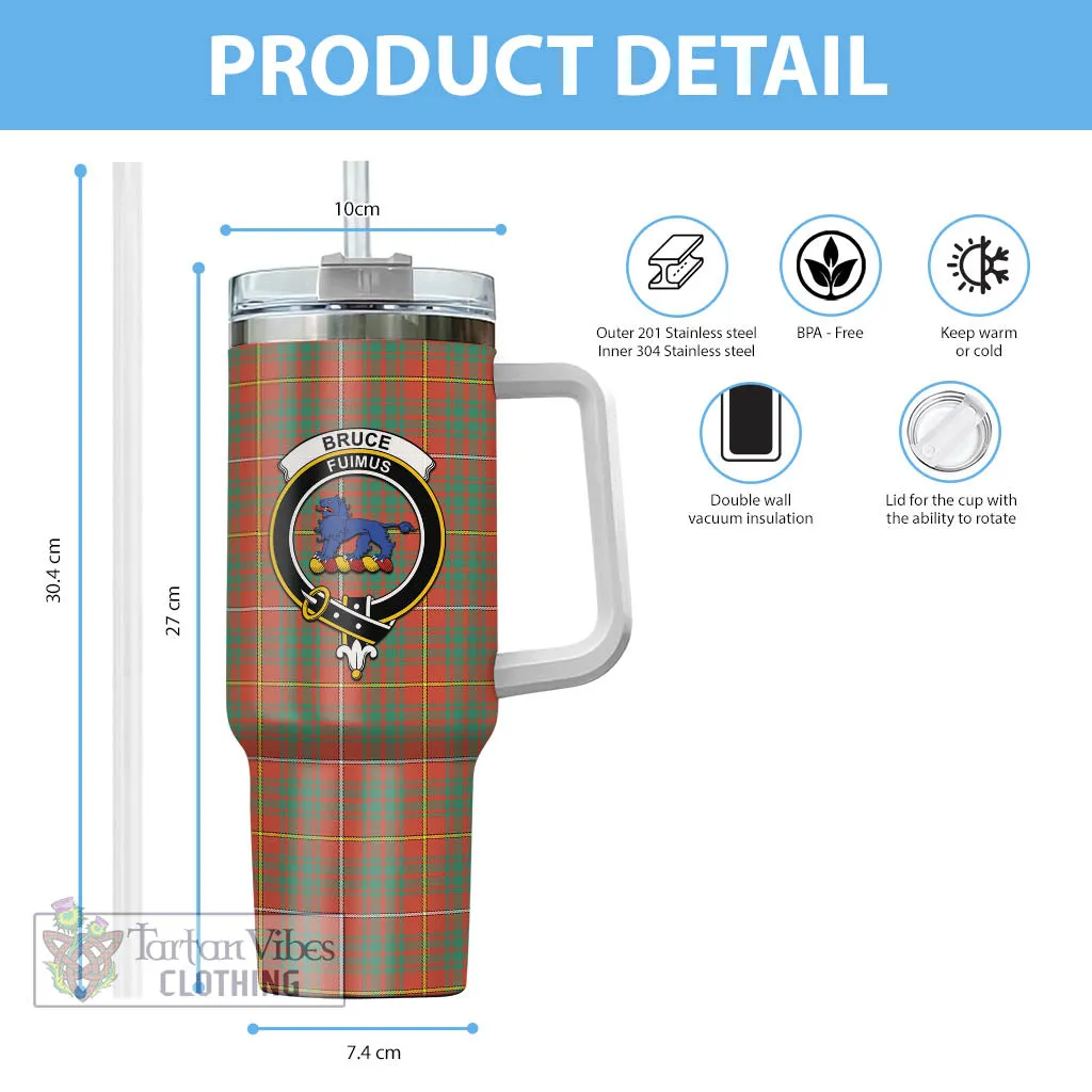 Bruce Ancient Tartan and Family Crest Tumbler with Handle