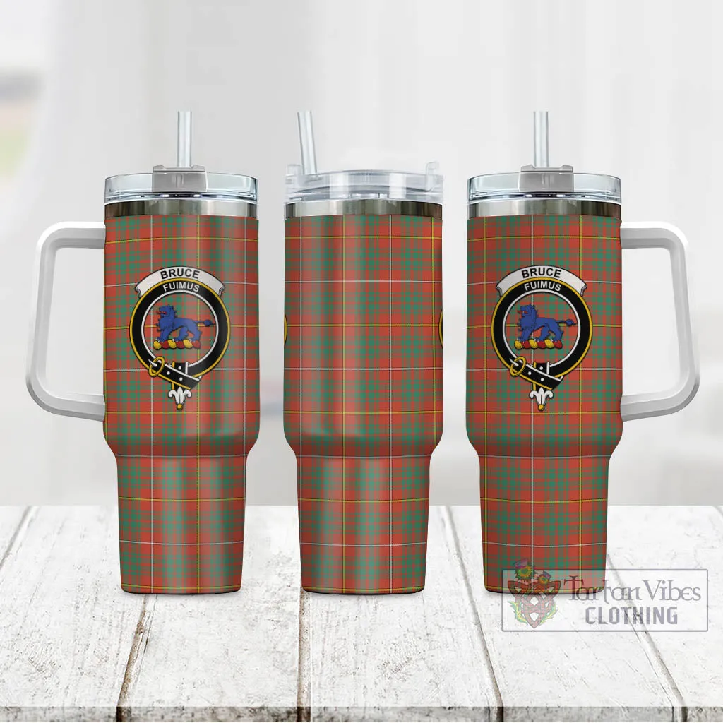 Bruce Ancient Tartan and Family Crest Tumbler with Handle