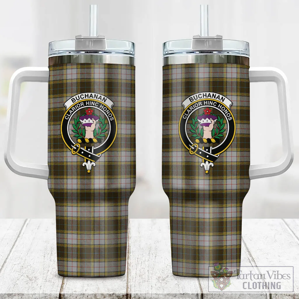 Buchanan Dress Tartan and Family Crest Tumbler with Handle