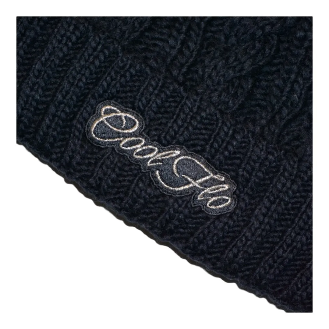 Cable Knit Bobble Hat - Navy Blue