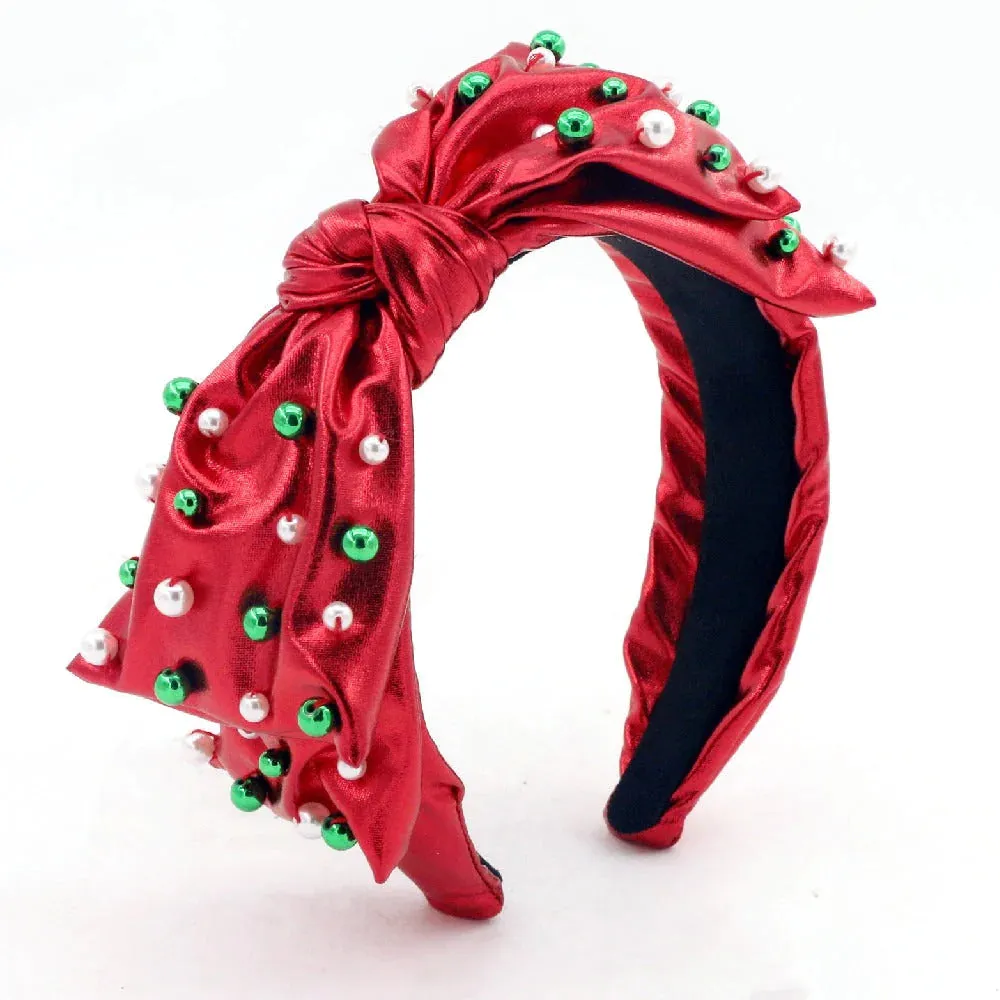 Christmas Bow Headband With Beads Red [Brianna Cannon]