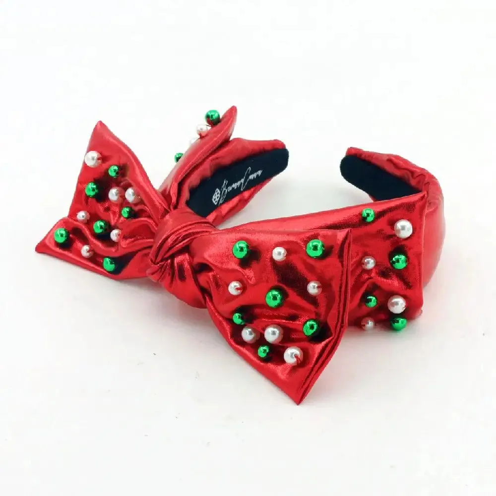 Christmas Bow Headband With Beads Red [Brianna Cannon]