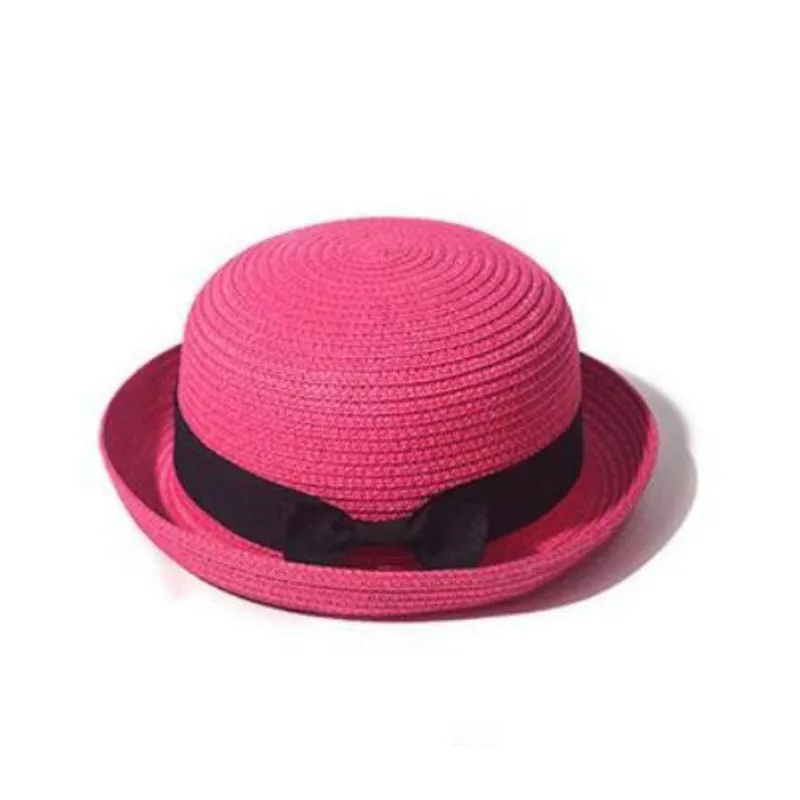 Classic Flat Brim Boater's Hat with Black Bow Belt