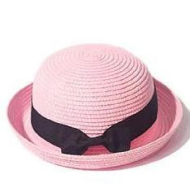 Classic Flat Brim Boater's Hat with Black Bow Belt