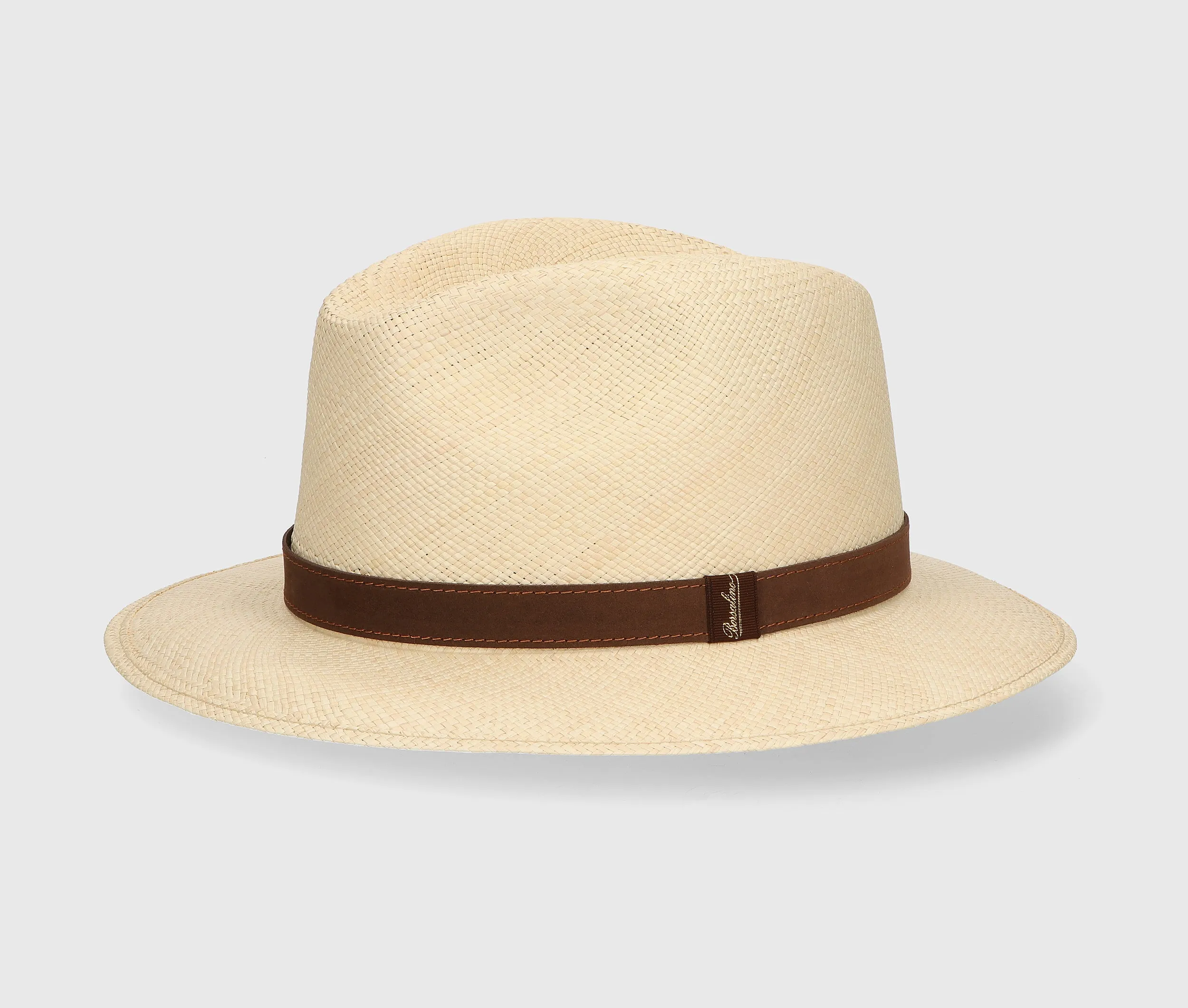 Country Panama Hat Brown Suede Ribbon Natural