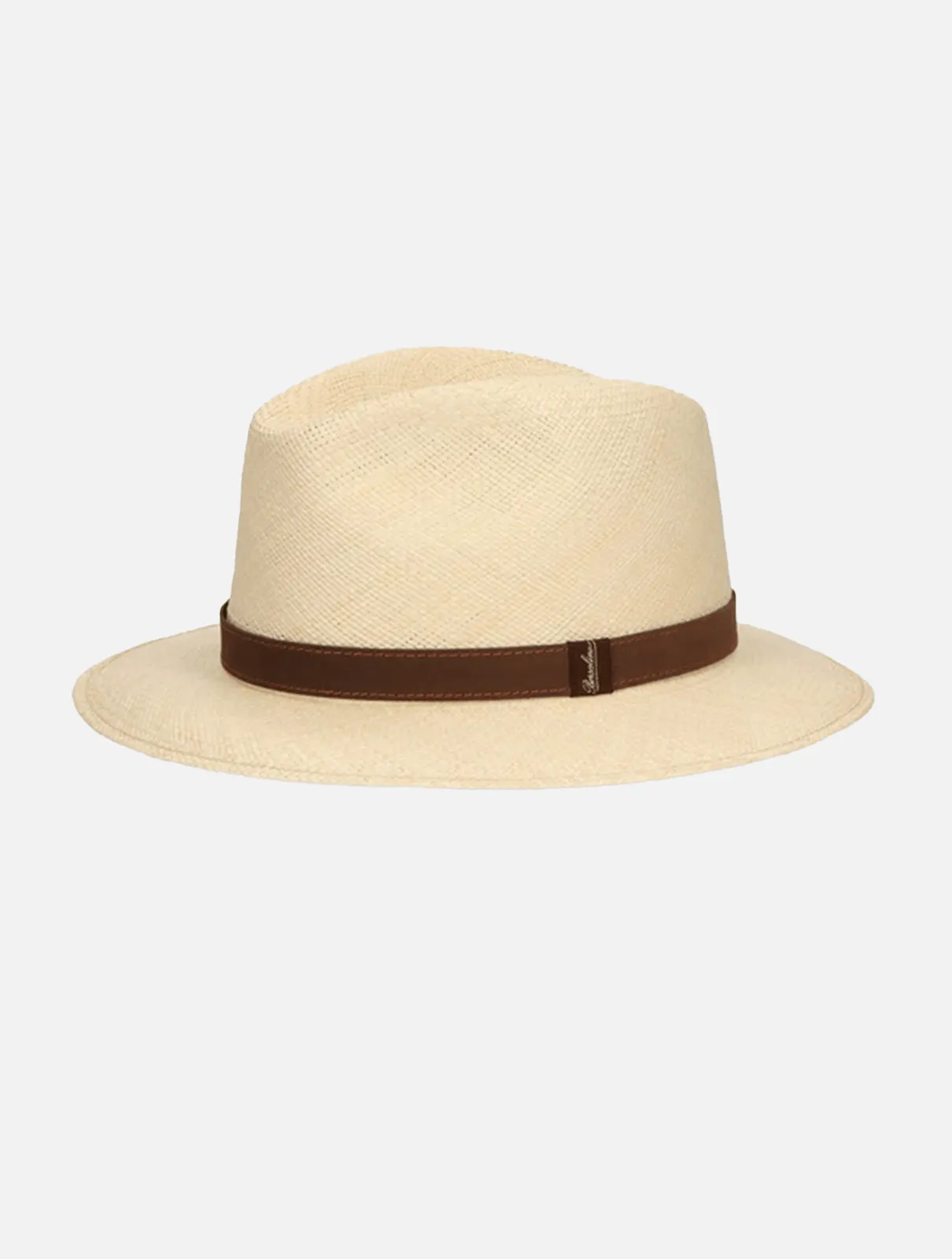 Country Panama Hat Brown Suede Ribbon Natural