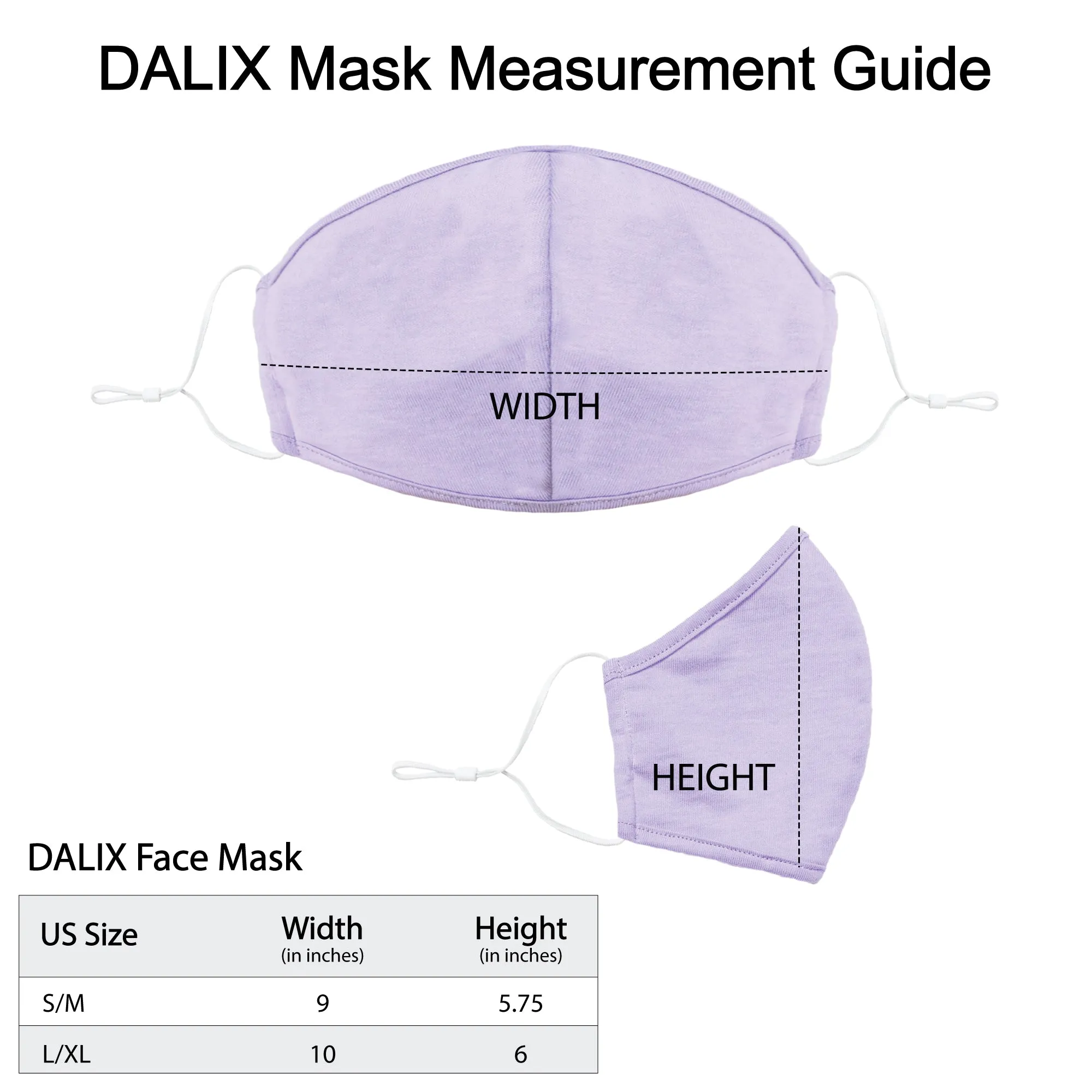 Dalix  Cloth Face Mask Reuseable Washable Made in USA - S-M , L-XL Size (3 Pack)