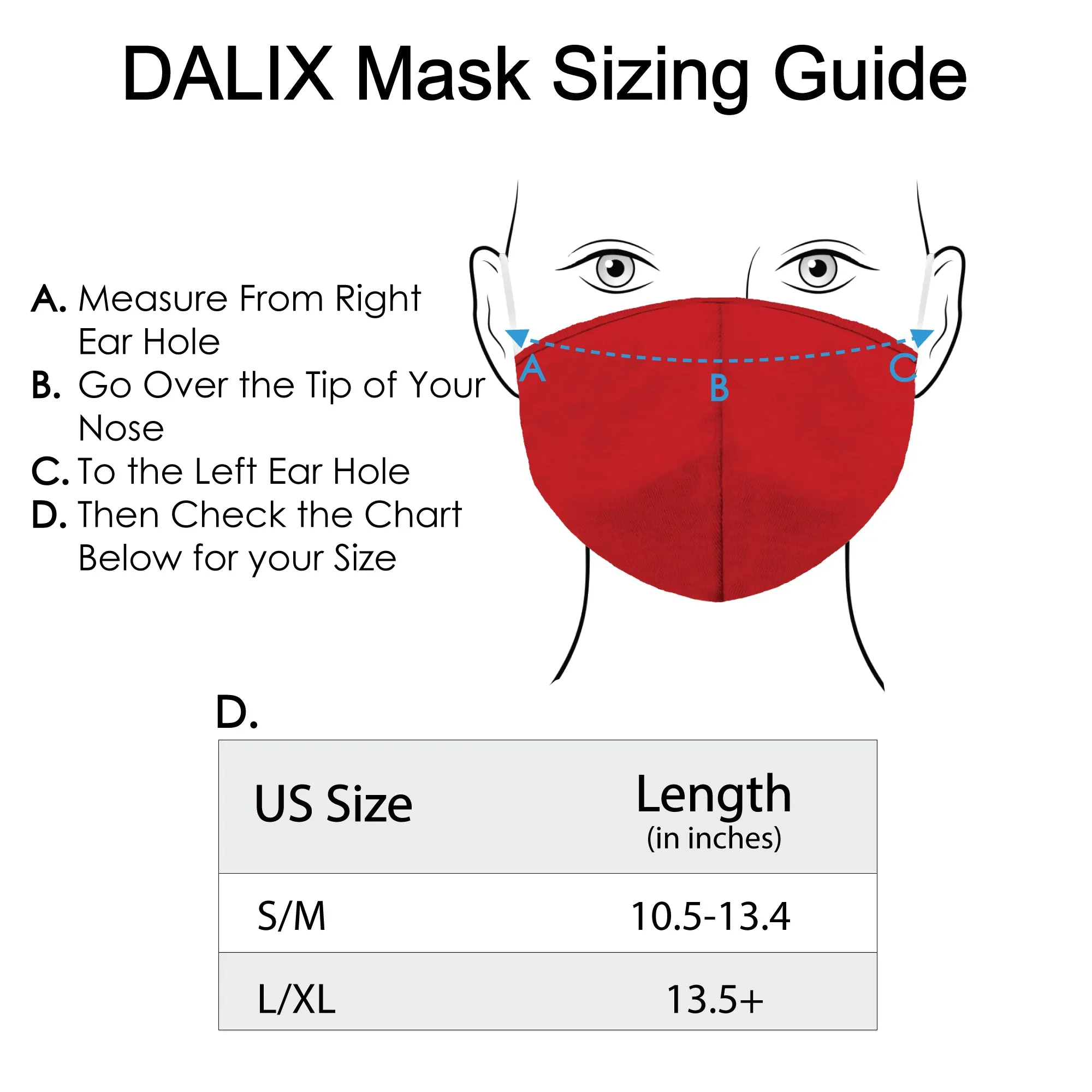 Dalix  Cloth Face Mask Reuseable Washable Made in USA - S-M , L-XL Size (3 Pack)