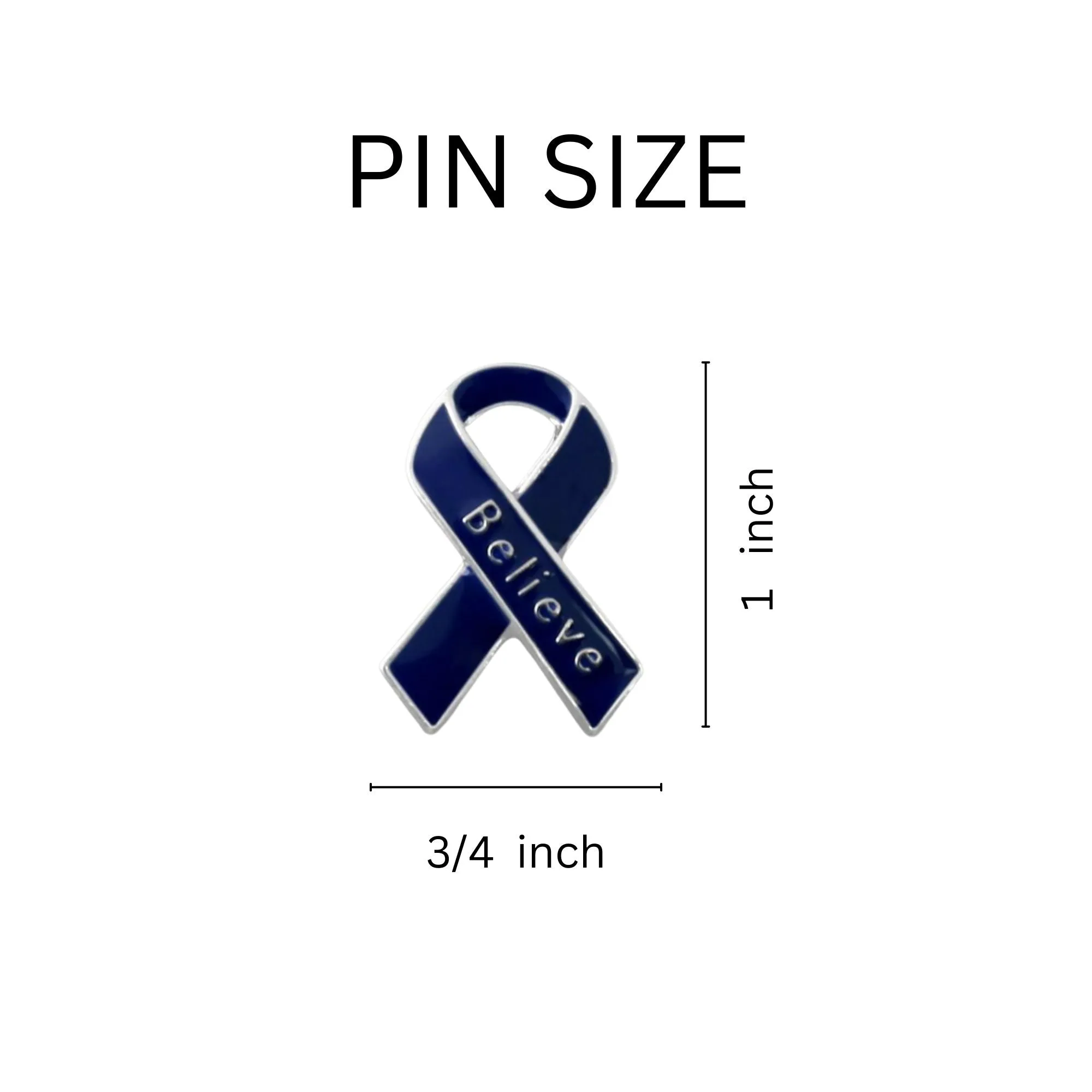 Dark Blue Ribbon Believe Pins