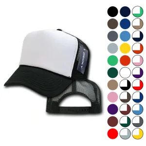 Decky Classic Trucker Hats Caps Foam Mesh Two Tone Blank Plain Solid Snapback