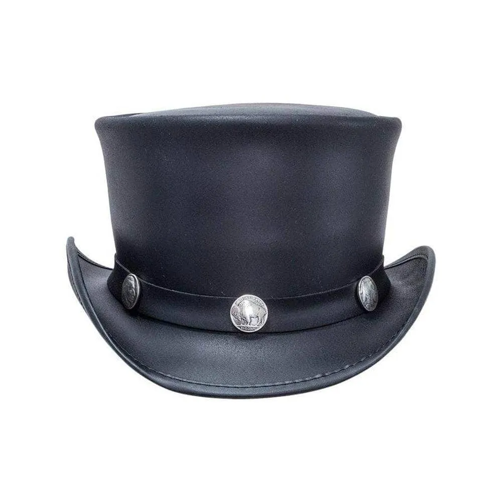 El Dorado Buffalo Nickel | Womens Leather Top Hat with Buffalo Nickel Hat Band