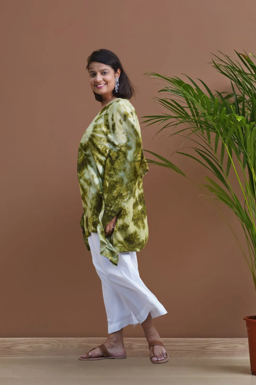 Green Rayon TieDyeKurta - ElegantJade