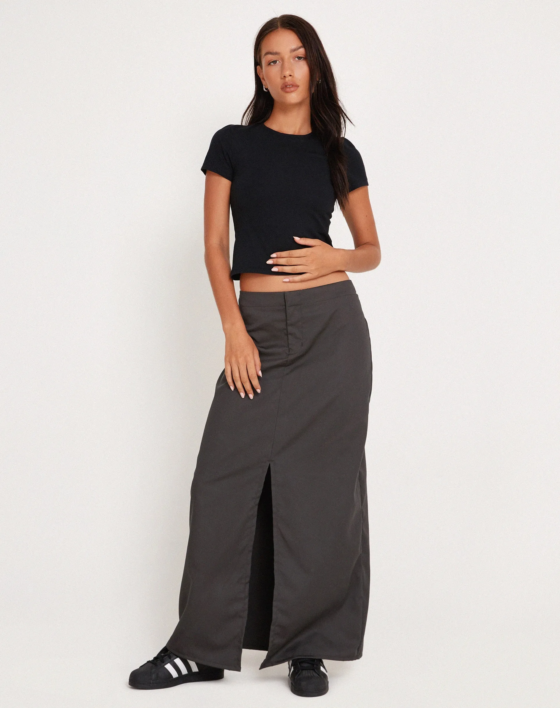 Haisley Maxi Cargo Skirt in Dark Grey