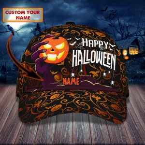 Happy Halloween Hat Personalized Letter Trucker Hat Print, Hat with Adjustable Snap