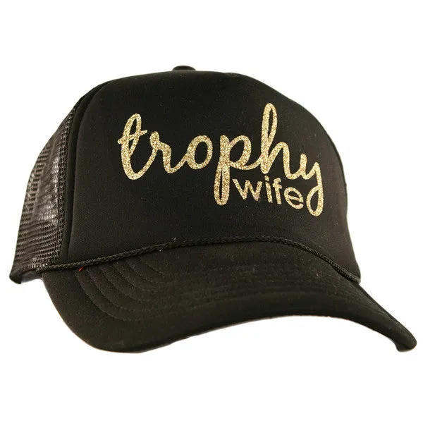 Happy wife happy life Trophy wife Aint no wifey Womens trucker caps Personalize with wedding dates last name