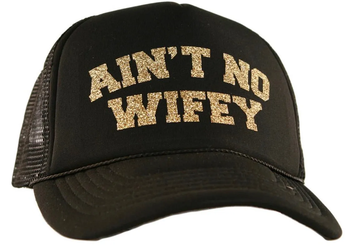 Happy wife happy life Trophy wife Aint no wifey Womens trucker caps Personalize with wedding dates last name