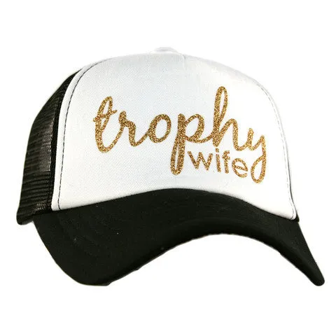 Happy wife happy life Trophy wife Aint no wifey Womens trucker caps Personalize with wedding dates last name