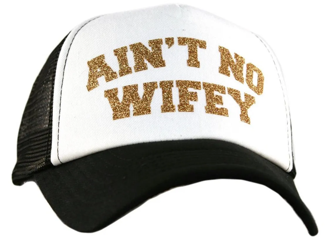 Happy wife happy life Trophy wife Aint no wifey Womens trucker caps Personalize with wedding dates last name