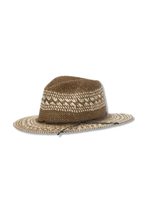 Hayden Sun Hat with Contrasting Weave - Brown