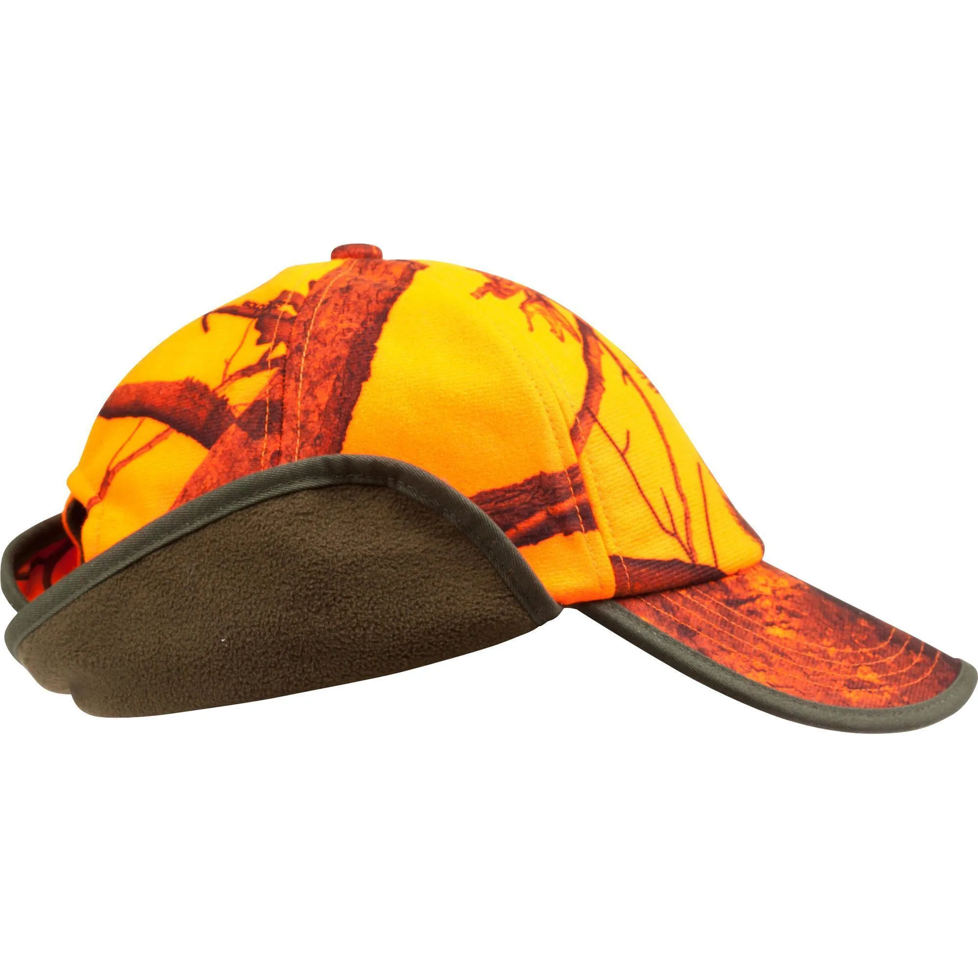 Hunting cap with earflaps camouflage orange SOLOGNAC, neon orange psa