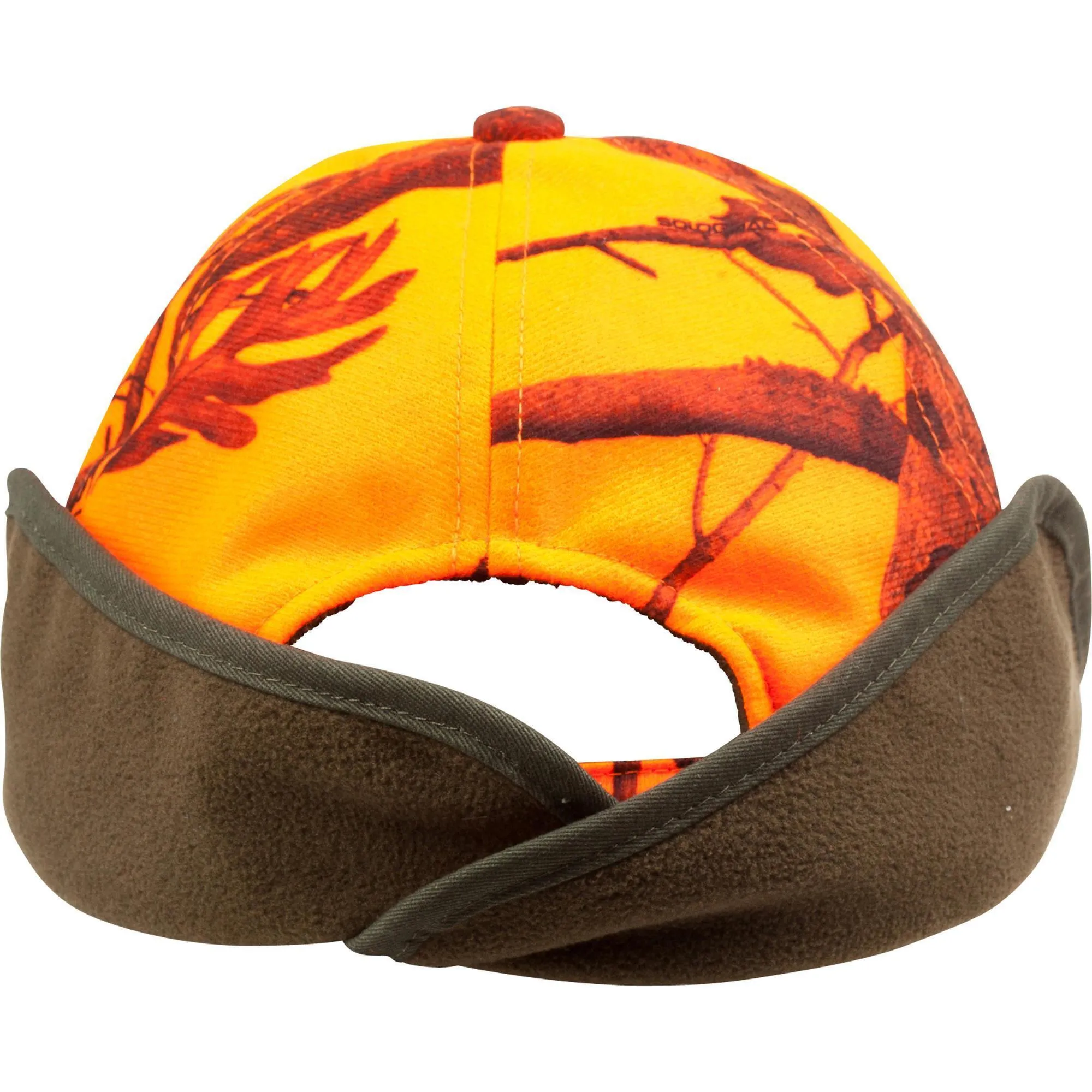 Hunting cap with earflaps camouflage orange SOLOGNAC, neon orange psa