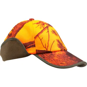 Hunting cap with earflaps camouflage orange SOLOGNAC, neon orange psa