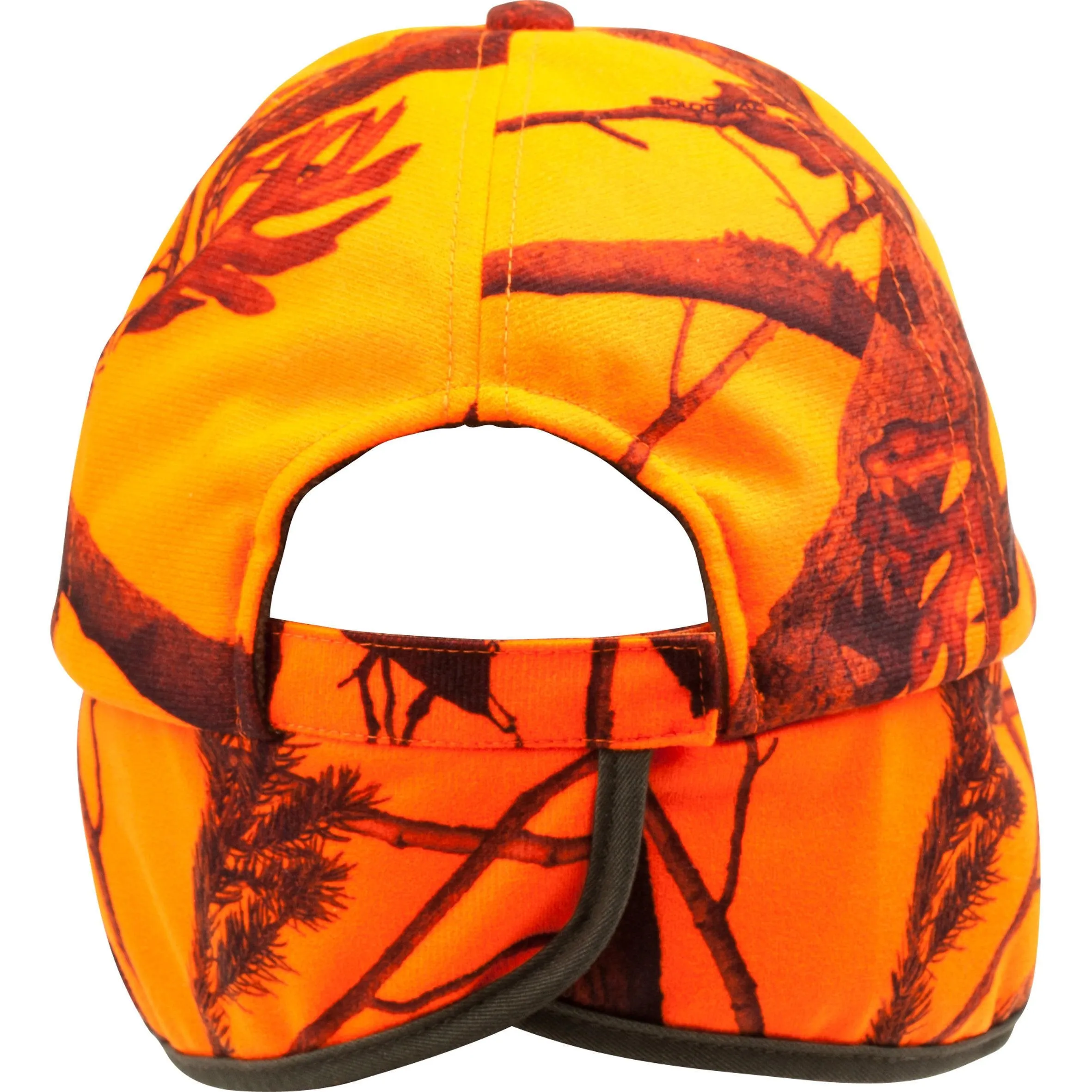 Hunting cap with earflaps camouflage orange SOLOGNAC, neon orange psa