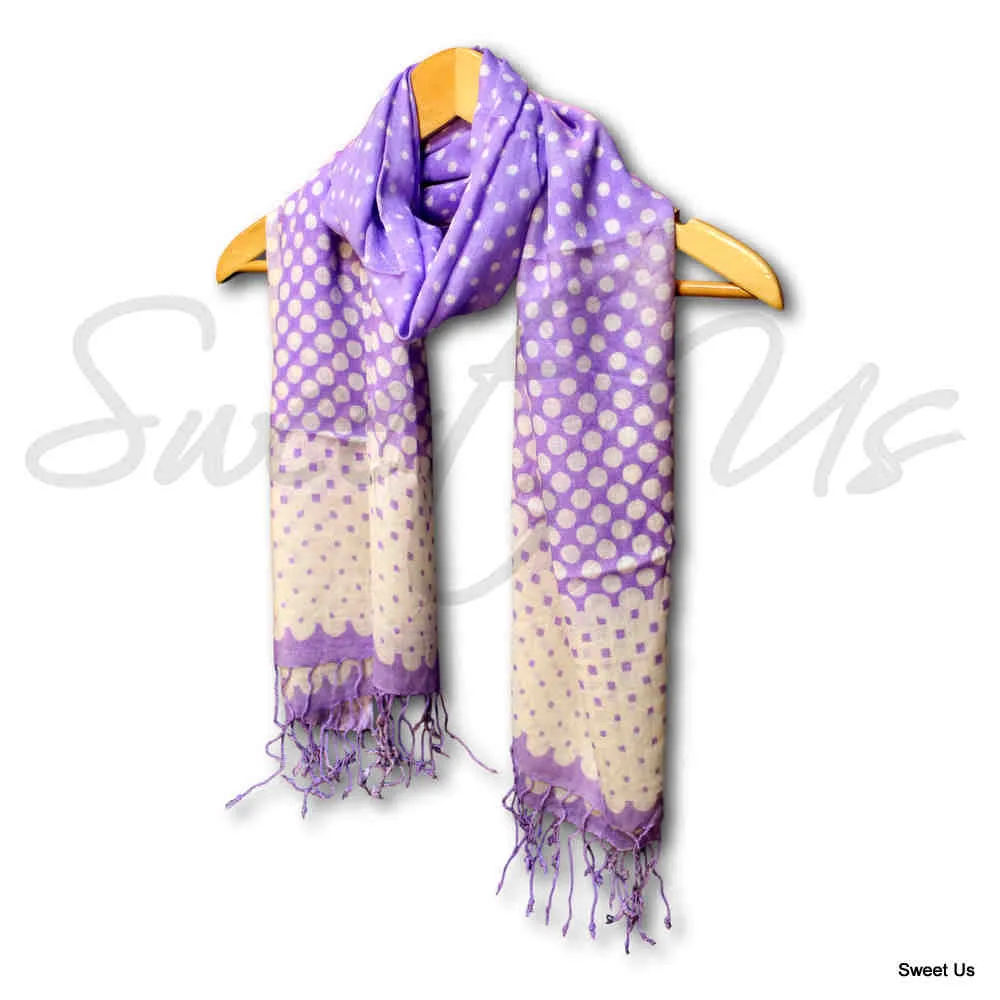 Large Scarf for Women Lightweight Soft Sheer Polka Dot Rayon Scarf Blue, Purple